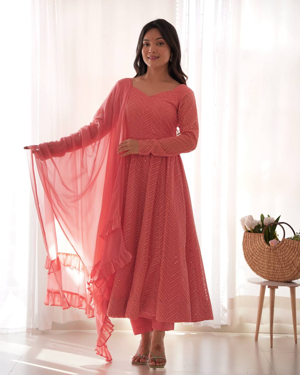 ✨ Elegant Lucknowi Anarkali Set ✨